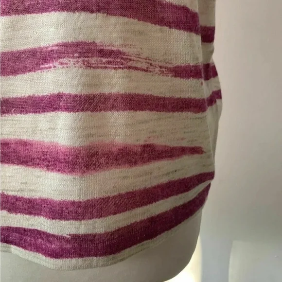 Monsoon Linen Blend Knit Top Pink And Beige Size Small - Picture 2 of 9